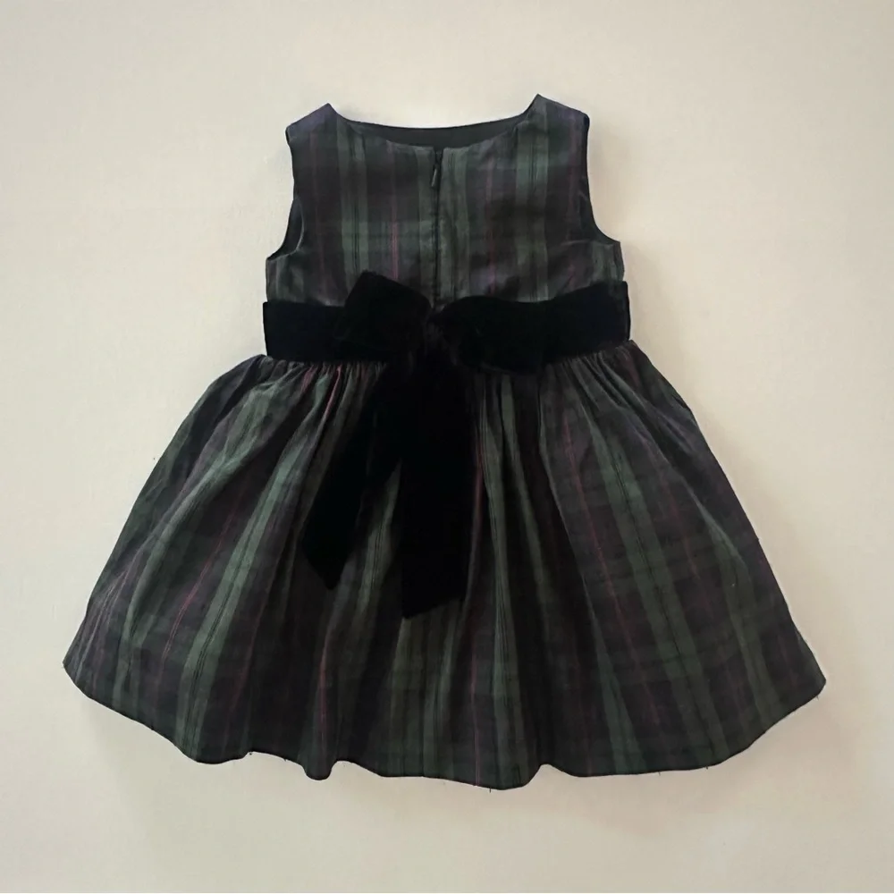 Gymboree 3-6 Months Baby Girl Red Cardigan Green Plaid Dress Set Holiday